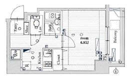 SIN-City錦糸町 1Kの間取図画像