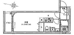 crealpremier目黒 ワンルームの間取図画像