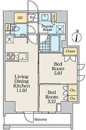 クレストコート中野富士見町 2LDKの間取図画像