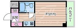 カミング ワンルームの間取図画像