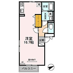 Osaka Metro今里筋線 井高野駅 徒歩17分の賃貸アパート 2階ワンルームの間取り