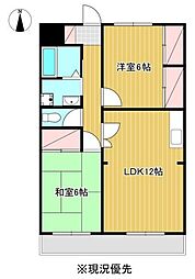 シャンポール海老名'88 2LDKの間取図画像