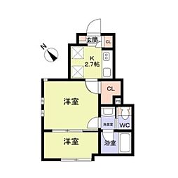 WoodCrest沼袋Terrace 2Kの間取図画像