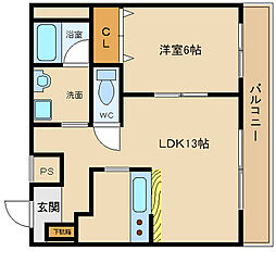 シティーコート熊野町 1LDKの間取図画像