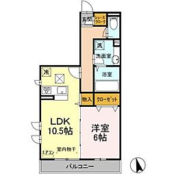 ベルシア 1LDKの間取図画像