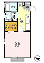 セジュール 1Kの間取図画像