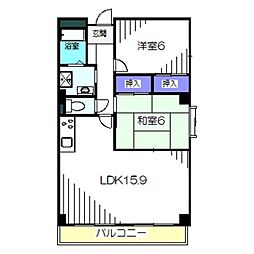 金岡パークヴィラ 2LDKの間取図画像