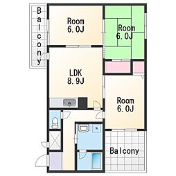 デュオ丸の内 2LDKの間取図画像