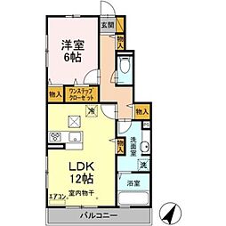 ヴァンフェリオB 1LDKの間取図画像