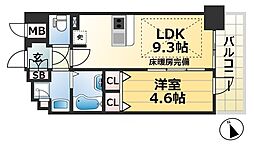 プレサンスTHE神戸 1LDKの間取図画像