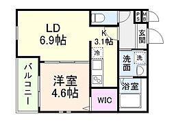 大阪市東住吉区今川7丁目アパート 1LDKの間取図画像