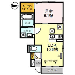 パーシモンヒル 1LDKの間取図画像