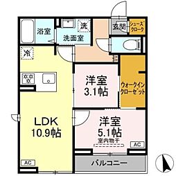 D-SOLACE津田沼 II 2LDKの間取図画像