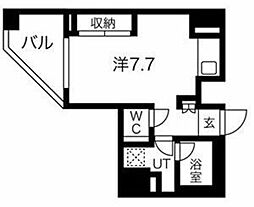 スパシエ蒲田グランドタワー ワンルームの間取図画像