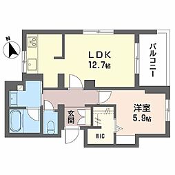 Erable 1LDKの間取図画像