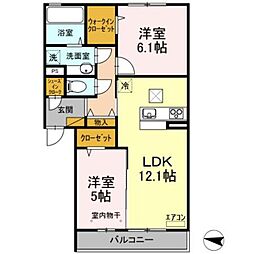 オッツ西船橋 2LDKの間取図画像