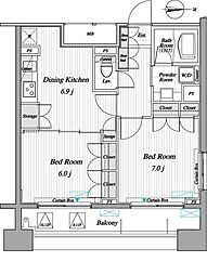レジディア錦糸町2 2DKの間取図画像