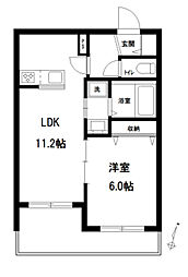メゾンヴェルテ 1LDKの間取図画像