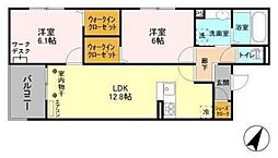 ウエストレジデンス 2LDKの間取図画像