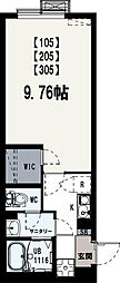 イクシオアヴニール 1Kの間取図画像