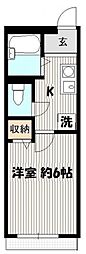 林マンション 1階1Kの間取り