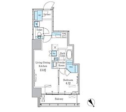 パークアクシス横濱関内スクエア 1LDKの間取図画像