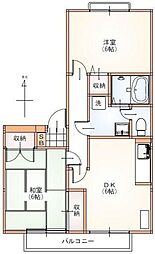 カームハイツ 2階2DKの間取り