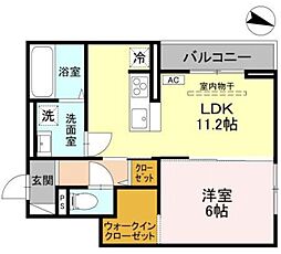 ソレイユ・ウエスト 1LDKの間取図画像