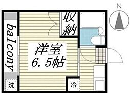 サンアベニュー師岡 2階1Kの間取り