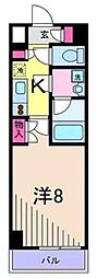 アルテカーサアリビエ綾瀬 1Kの間取図画像
