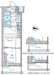 ジェノヴィア練馬春日町スカイガーデン 1DKの間取図画像