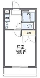レオパレスシティーB 2階1Kの間取り