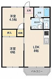 グリーンハイツ青木 2LDKの間取図画像