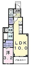 ヒカルサ梅島 1階1LDKの間取り