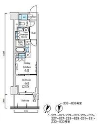 ロイヤルパークス赤羽サウス 1DKの間取図画像