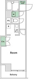 プレールカテリーナ代田橋 ワンルームの間取図画像