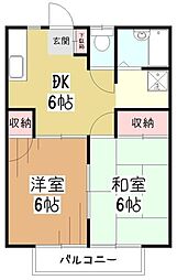 サンヴィレッジ多摩湖 2階2DKの間取り
