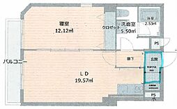 コリーヌ恵比寿 1LDKの間取図画像