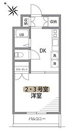 ファミール石川台 1DKの間取図画像