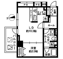 レジディア四谷三丁目 1LDKの間取図画像