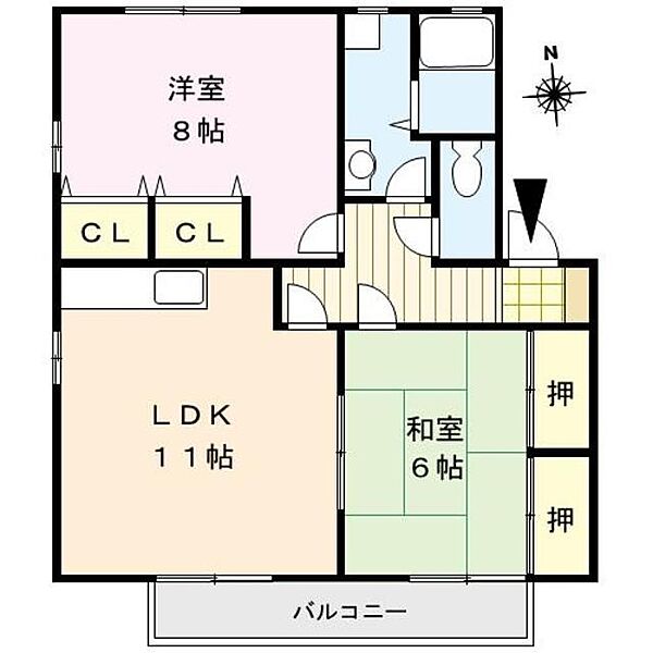 ハイカムール津福 102｜福岡県久留米市津福今町(賃貸アパート2LDK・1階・60.00㎡)の写真 その2