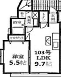 アイル富士見 1Kの間取図画像