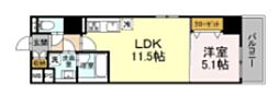 セントラル立川 1LDKの間取図画像