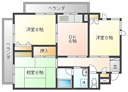 ロイヤルハイツ春日部 3DKの間取図画像