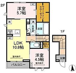 シティハイムRE 2LDKの間取図画像