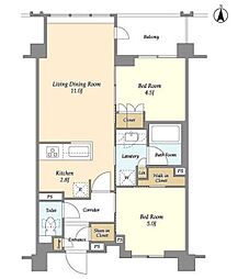 ラティエラ両国 10階2LDKの間取り