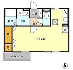 アミティエ ワンルームの間取図画像
