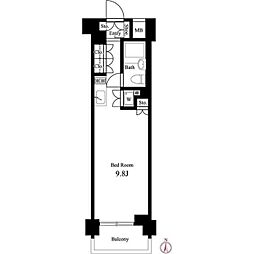 イプセ蒲田WEST 5階ワンルームの間取り