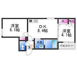 EstParca 2DKの間取図画像