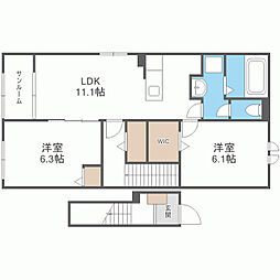 パークサイド辻 2LDKの間取図画像